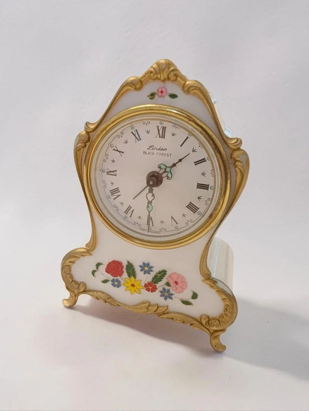 VINTAGE Linden Black Forest Clock Miniature Musical Alarm West Germany 4.5”